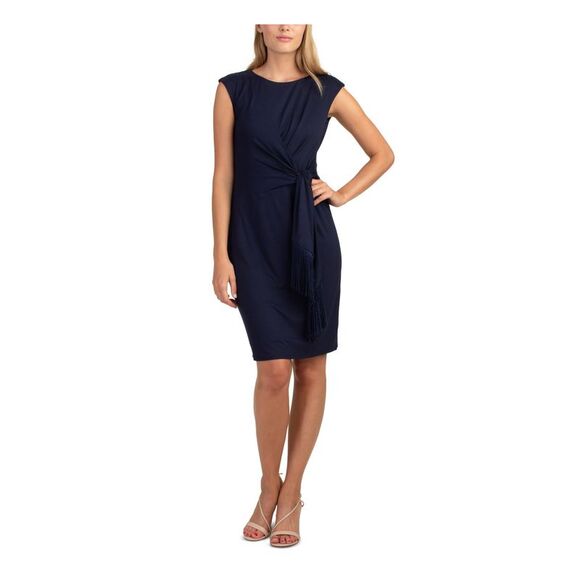 BARBOUR Womens Coral Smocked Pocketed Buttoned Striped Sleeveless Square Neck Above The Knee Fit + Flare Dress